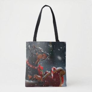Tote Bag Doberman Chien Fête de Noël