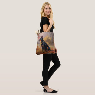 Tote Bag Doberman en automne Feuilles automne Inspire