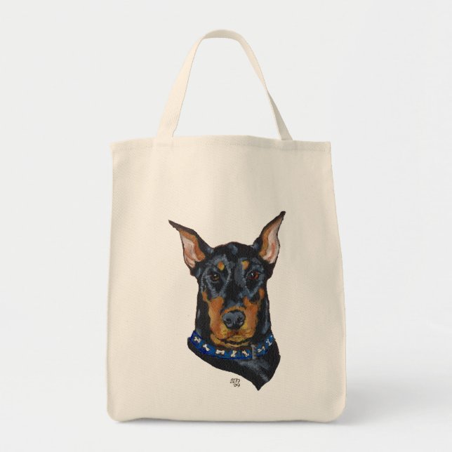 Tote Bag Doberman noir Pinscher (Devant)