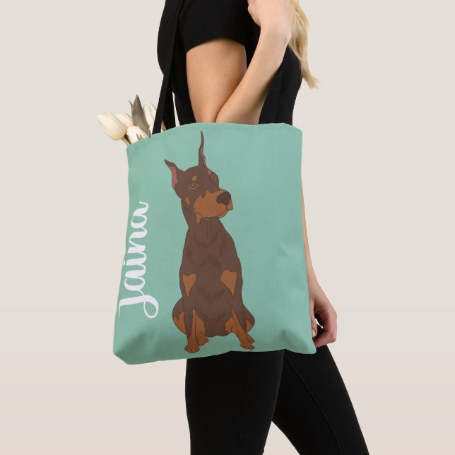 Tote Bag Dobermann Pinscher rouge (De près)
