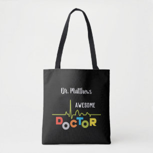 Tote Bag Docteur des lettres colorées superbes sur le noir