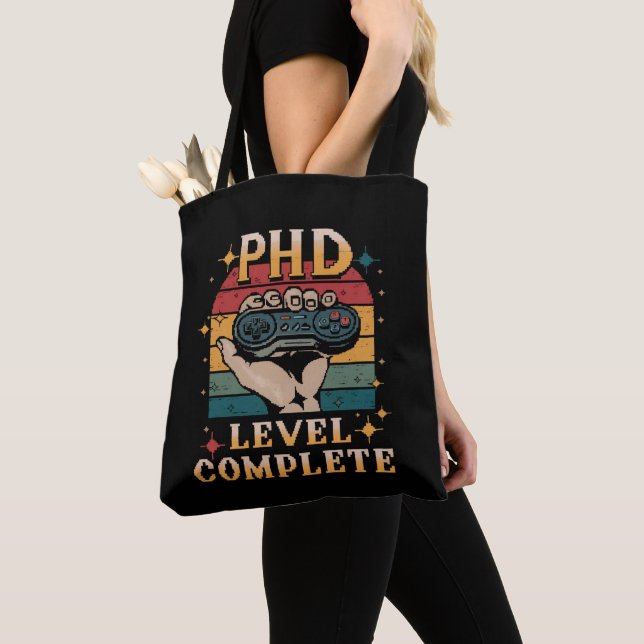 Tote Bag Doctorat Niveau Terminé Doctorat Doctorat Jeu (De près)