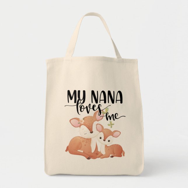 Tote Bag Doe et Fawn My Nana m'aime (Devant)