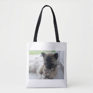 Tote Bag Dog And Cat Love 