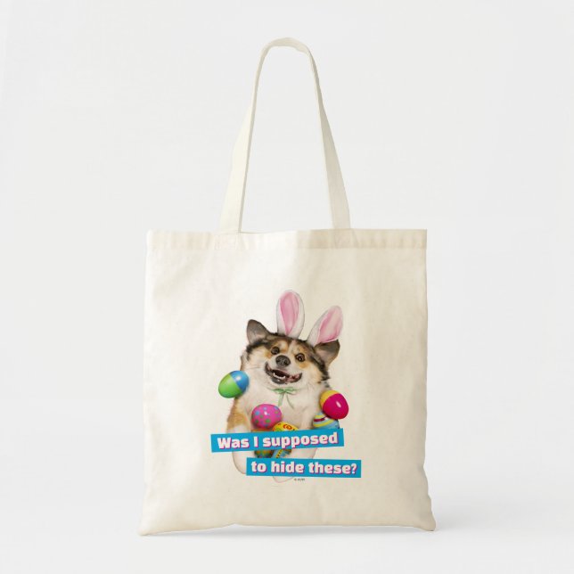 Tote Bag Dog Laying on Easter Eggs (Devant)