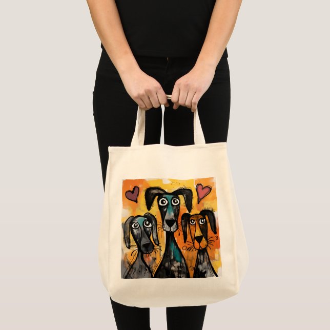 Tote Bag Dog Love Red Hearts  (Devant (produit))