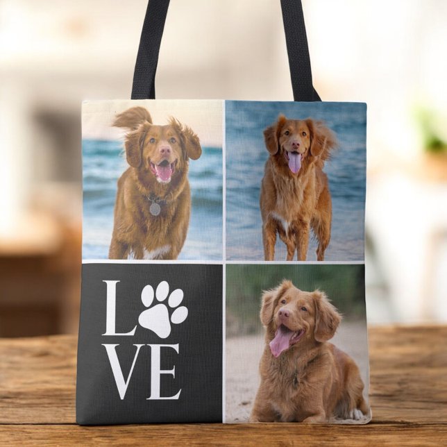 Tote Bag Dog Lover Photo Collage Custom Love Cute Pet (Créateur téléchargé)