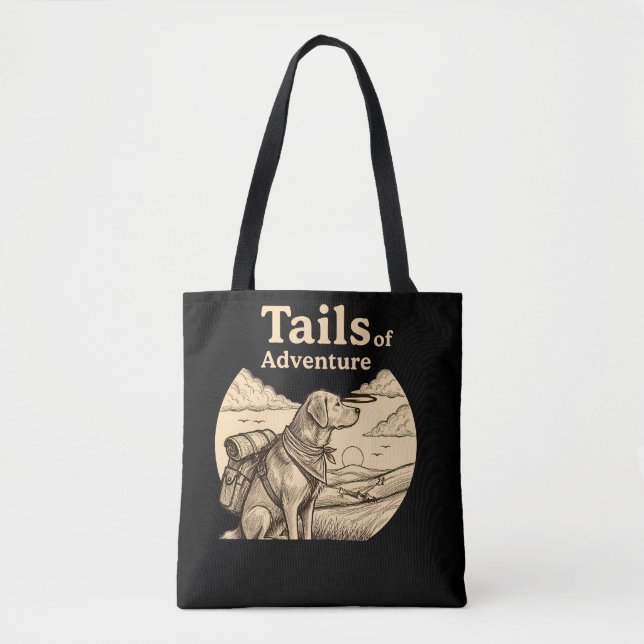 Tote Bag Dog Tails of Adventure Funny Dog Lover Hiking  (Devant)