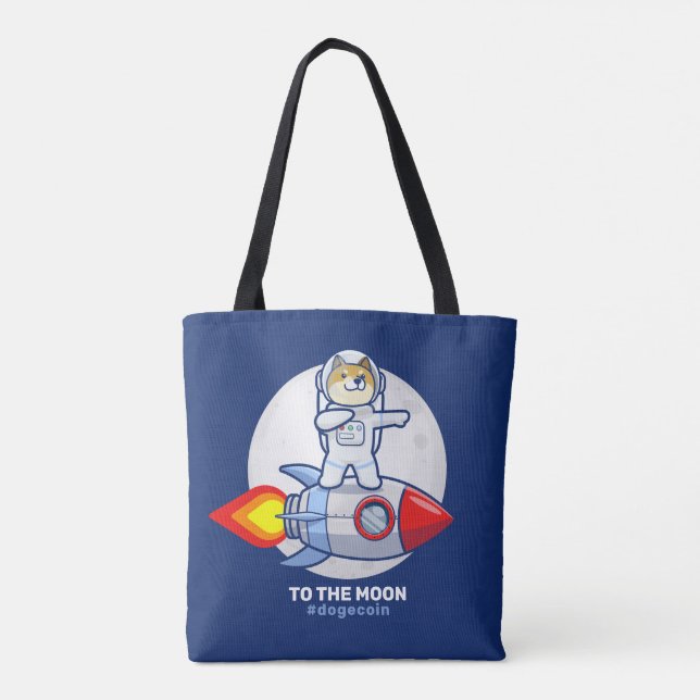 Tote Bag Dogecoin À La Lune Rocket Man Space Doge Crypto (Dos)