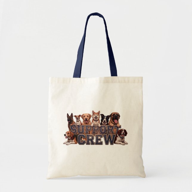 Tote Bag Dogs Support Crew | Multi Breed Owner Dog Lover (Devant)