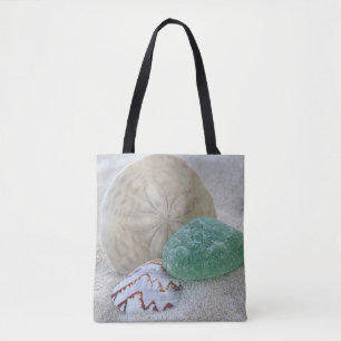 Tote Bag Dollar de sable, coquillage et verre de mer - four