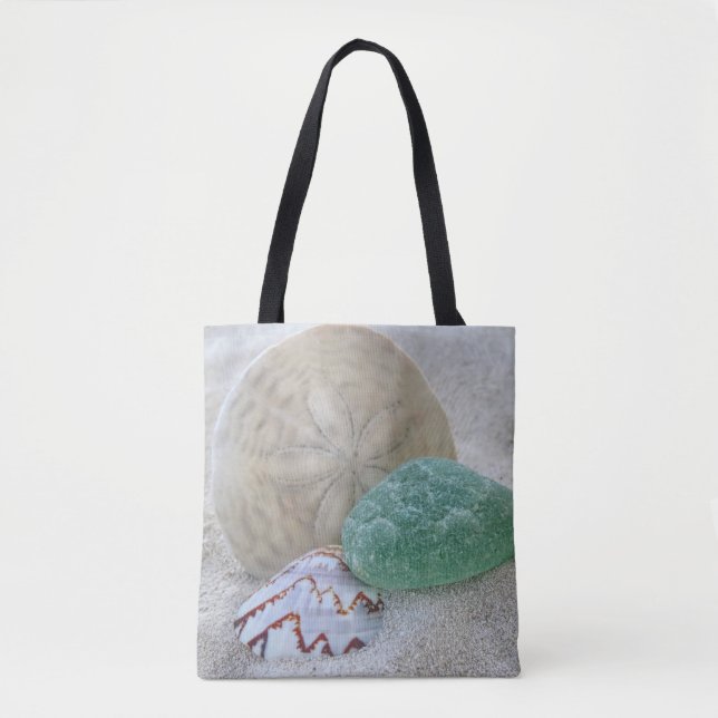 Tote Bag Dollar de sable, coquillage et verre de mer - four (Devant)