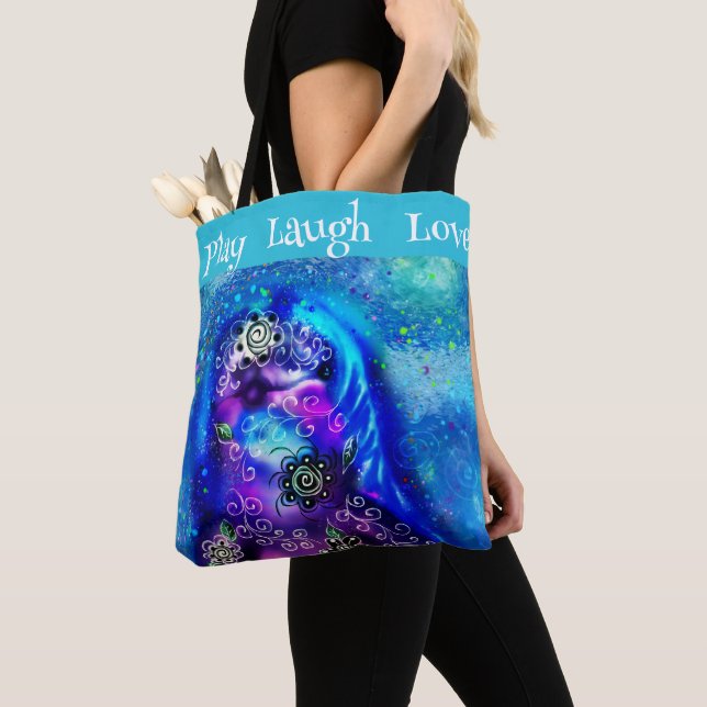 Tote Bag Dolphin Jouer Rire Aimer Peinture Whimsical Art (De près)