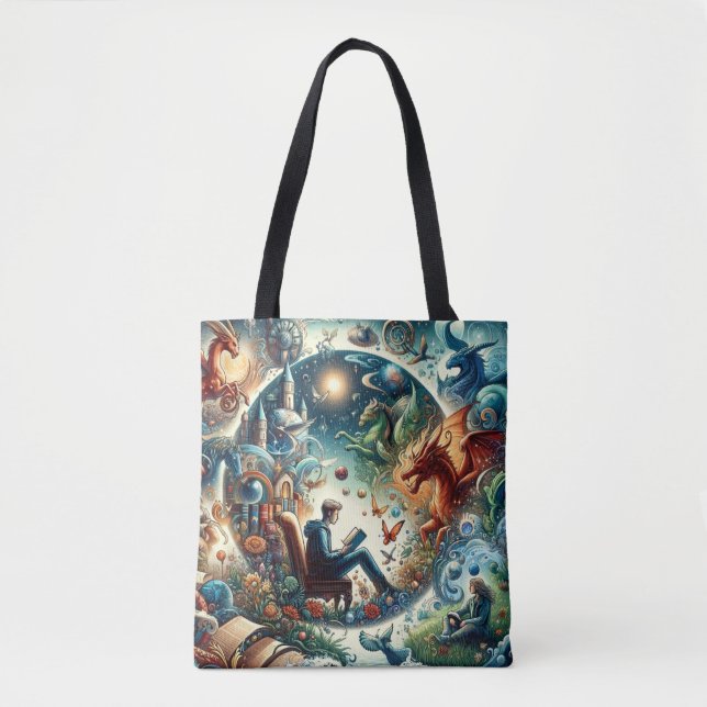 Tote Bag Domaine de l'imagination : Livres d'Imaginaire (Devant)