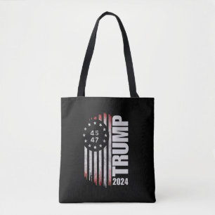 Tote Bag Donald Trump Élection Vote 2024 45 47 Drapeau Amér