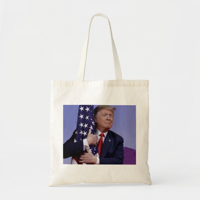Tote Bag Donald Trump et le drapeau (Devant)