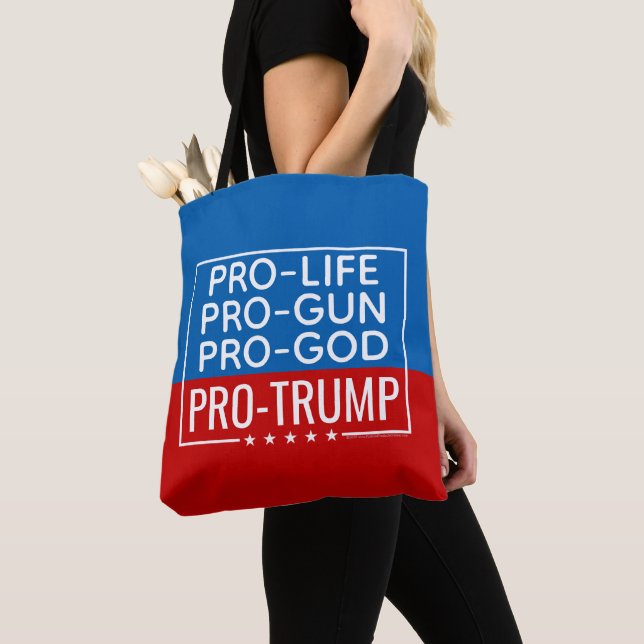 Tote Bag Donald Trump Pro-Life Pro-Gun Pro-God (De près)