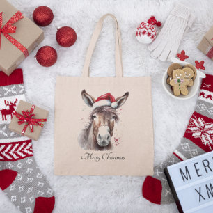 Tote Bag Donkey de Noël, personnalisable