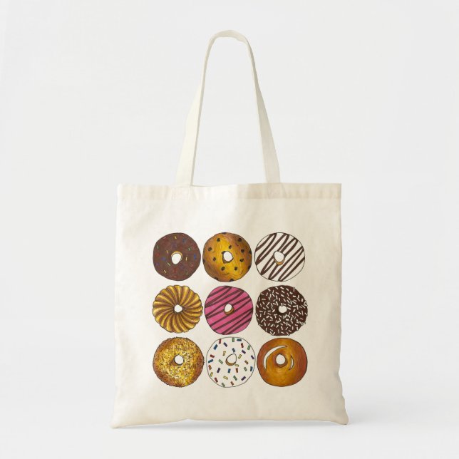 Tote Bag Donut Donuts Asst. Doughnut Breakfast Food Fourre- (Devant)