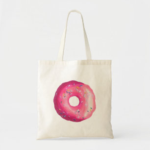 Tote Bag Donut With Pink Frosting And Sprinkles