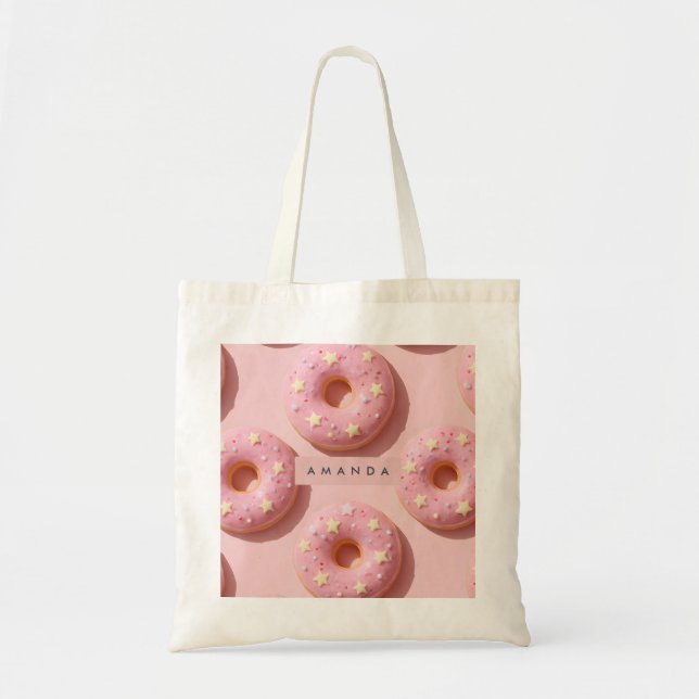 Tote Bag Donuts blancs Pastel personnalisés (Devant)