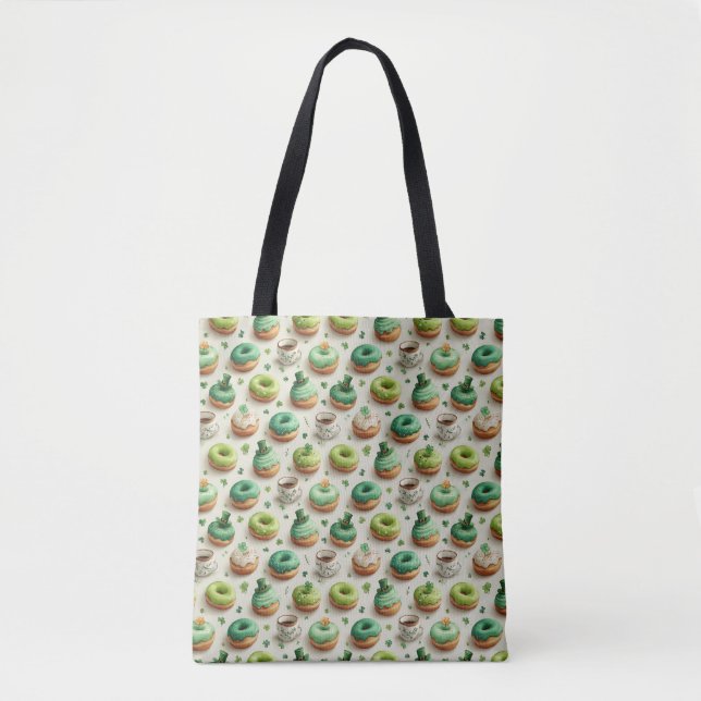 Tote Bag Donuts et café de la Saint-Patrick en aquarelle (Devant)