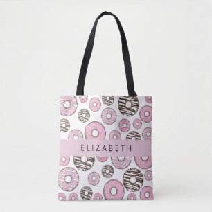 Tote Bag Donuts Roses, Donuts Blancs, Sprinkings, Votre Nom