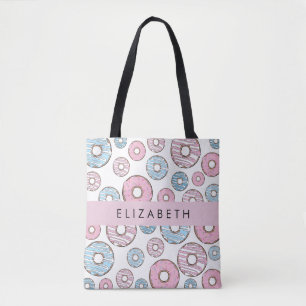 Tote Bag Donuts Roses, Donuts Bleus, Sprinkings, Votre Nom