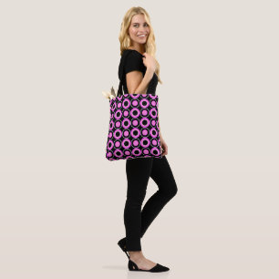 Tote Bag Donuts Roses Et Noires Avec Remplissage Rose Chaud