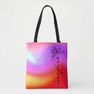 Tote Bag doodle art marguerite avec mot "inspirer"