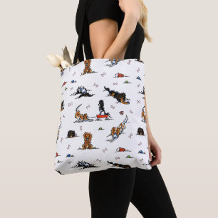 Tote Bag Doodle Cavalier King Charles Spaniels CKCS