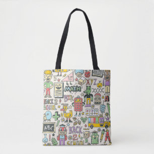 Tote Bag Doodles colorés de retour à l'école