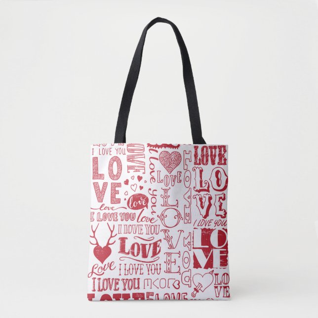 Tote Bag Doodles d'amour dessinés à la main  (Devant)