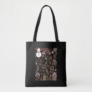 Tote Bag Doodles de Noël Retro Vacances Arbres Vintages