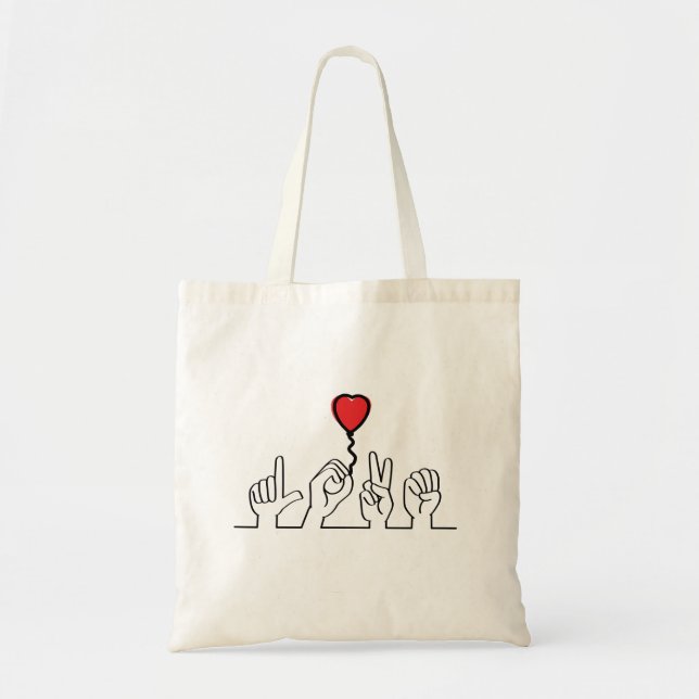 Tote Bag Doof, l'amour gébarentaal - vivant. Ik hou van je. (Devant)