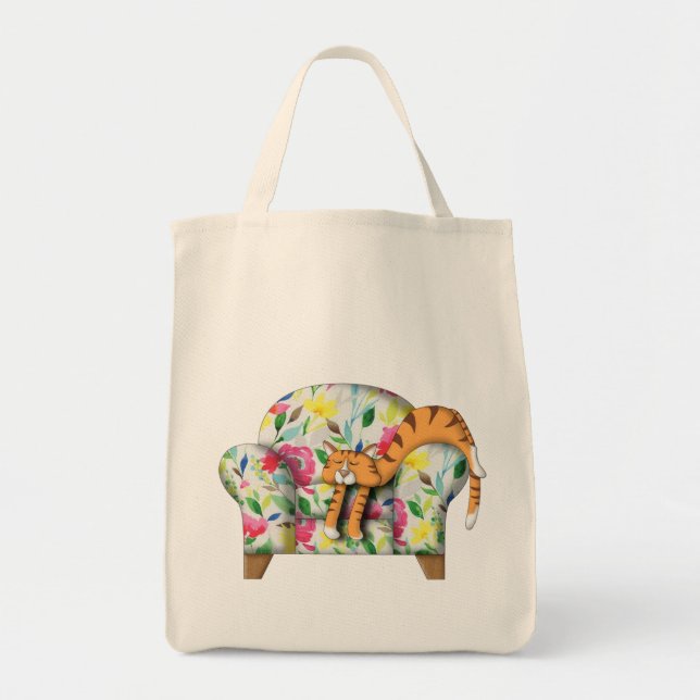 Tote Bag Dormir sur une chaise à fleurs (Devant)
