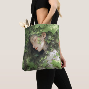 Tote Bag Dormir vert de la fille Anime