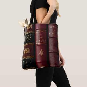 Tote Bag Dos de livres en cuir antique vintage Dark Academi