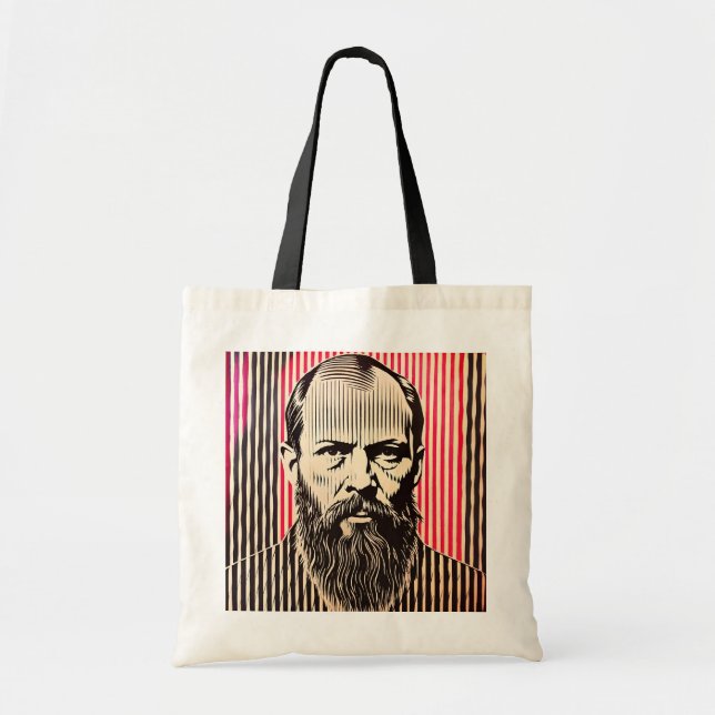 Tote Bag Dostoevsky dans le style d'illusion optique BAUHAU (Devant)