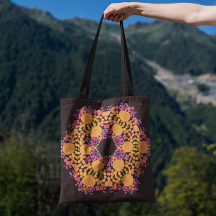 Tote Bag Dot Mandala Fleur orange et rose