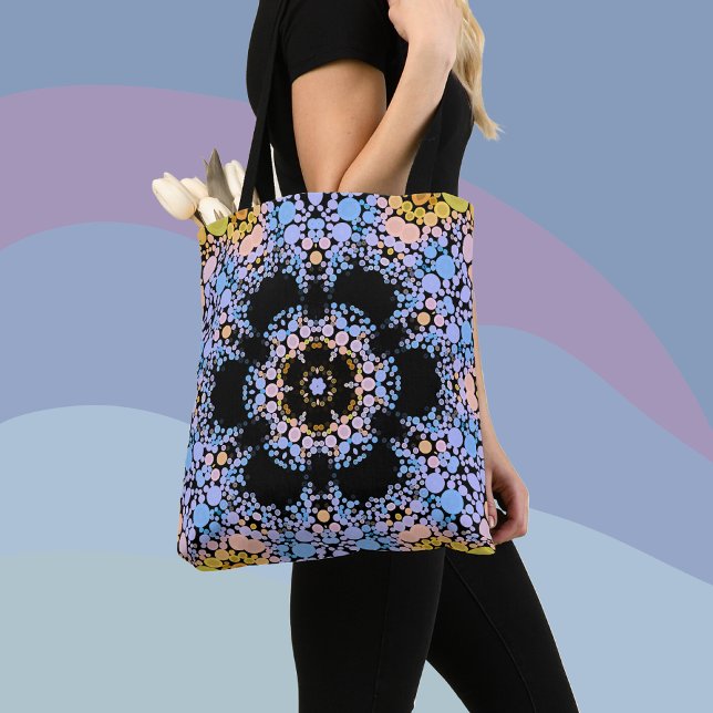 Tote Bag Dot Mandala Flower bleu et jaune (Créateur téléchargé)