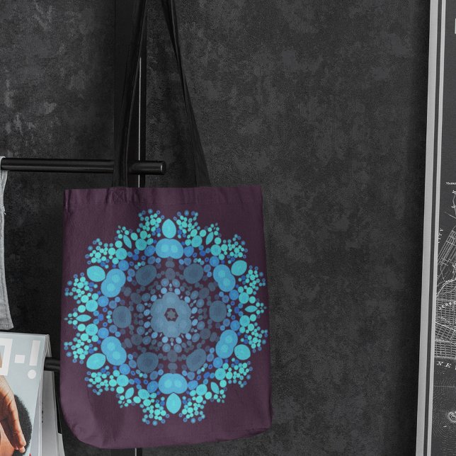 Tote Bag Dot Mandala Flower bleu et violet (Créateur téléchargé)