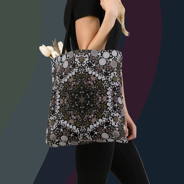 Tote Bag Dot Mandala Flower Brown et blanc (Créateur téléchargé)