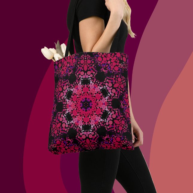 Tote Bag Dot Mandala Flower rose et violet (Créateur téléchargé)