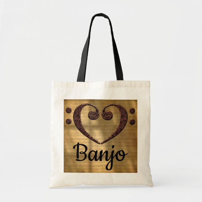 Tote Bag Double basse Clef Heart Banjo (Devant)