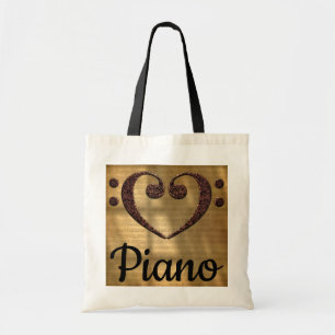 Tote Bag Double Basse Clef Heart Piano