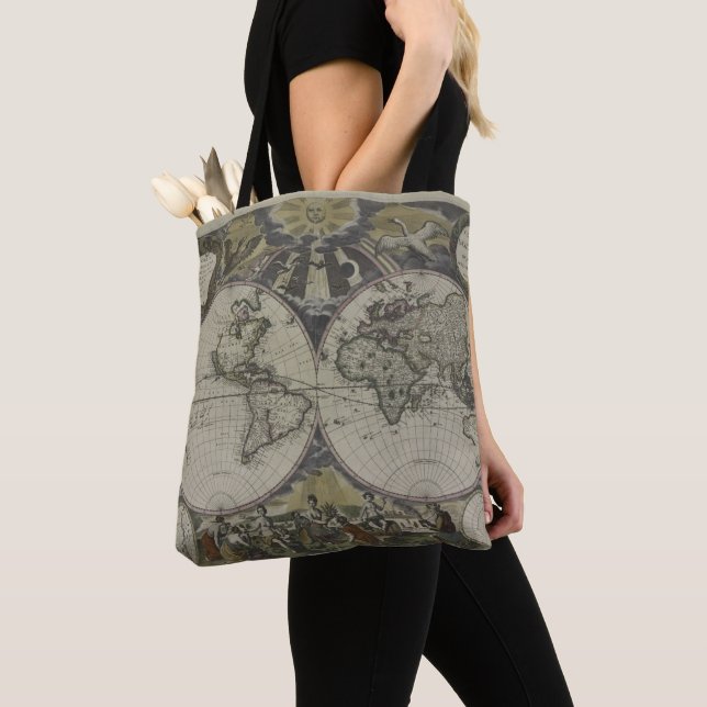 Tote Bag Double carte | 1672 du monde d'hémisphère (De près)