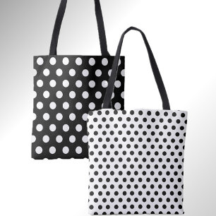 Tote Bag Double Dots élégant noir et blanc Polka Dot Fourre