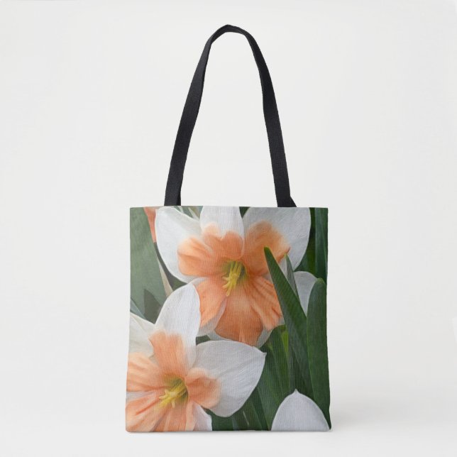 Tote Bag Double Narcisses Abricot Orange & Blanc  (Devant)