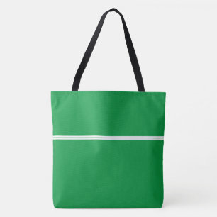 Tote Bag Doubles bandes de course blanches sur vert Kelly v